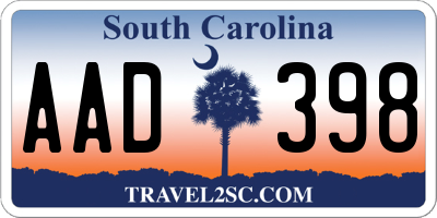 SC license plate AAD398