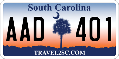 SC license plate AAD401