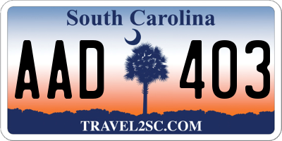SC license plate AAD403