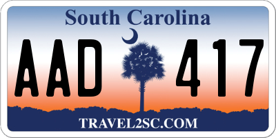 SC license plate AAD417