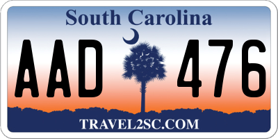 SC license plate AAD476