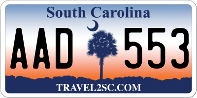 SC license plate AAD553