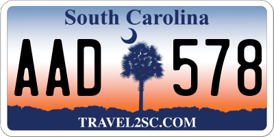 SC license plate AAD578