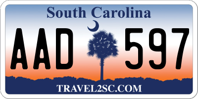 SC license plate AAD597