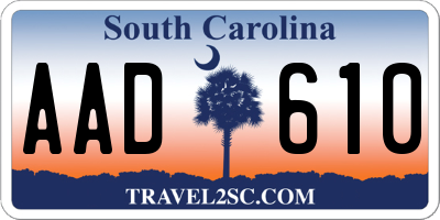 SC license plate AAD610