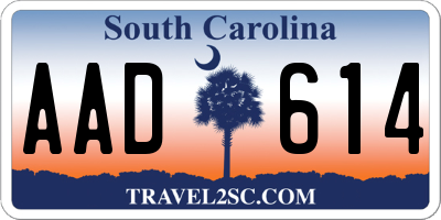 SC license plate AAD614