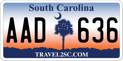 SC license plate AAD636