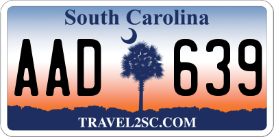 SC license plate AAD639
