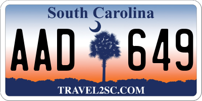 SC license plate AAD649