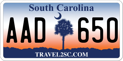 SC license plate AAD650