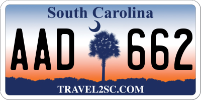 SC license plate AAD662