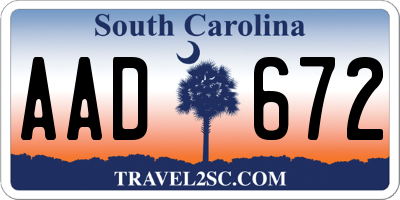 SC license plate AAD672