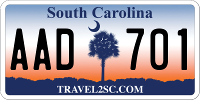 SC license plate AAD701