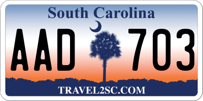 SC license plate AAD703