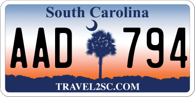 SC license plate AAD794