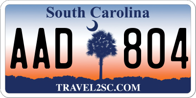 SC license plate AAD804