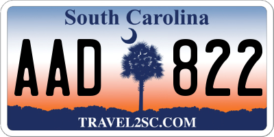SC license plate AAD822