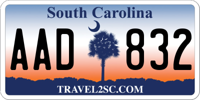 SC license plate AAD832
