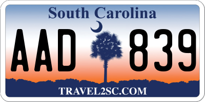 SC license plate AAD839