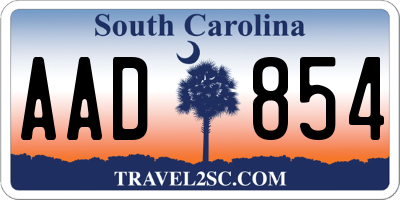 SC license plate AAD854
