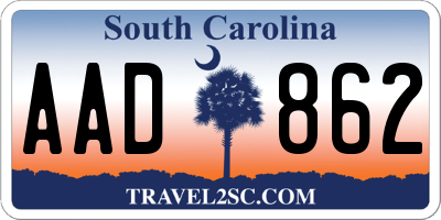 SC license plate AAD862