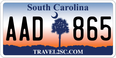 SC license plate AAD865