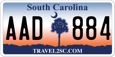 SC license plate AAD884