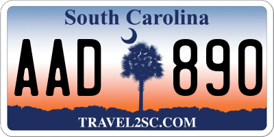 SC license plate AAD890