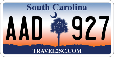 SC license plate AAD927
