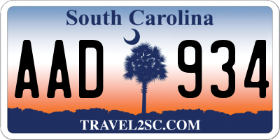 SC license plate AAD934