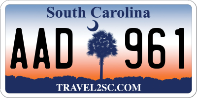 SC license plate AAD961