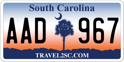 SC license plate AAD967
