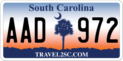 SC license plate AAD972