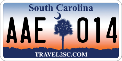 SC license plate AAE014