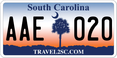 SC license plate AAE020