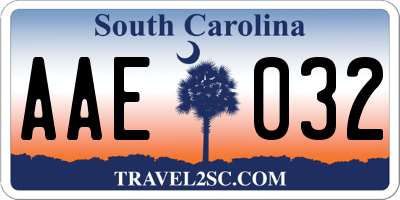 SC license plate AAE032