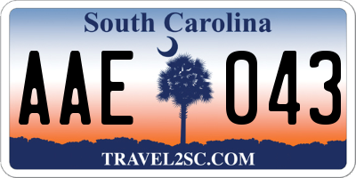 SC license plate AAE043