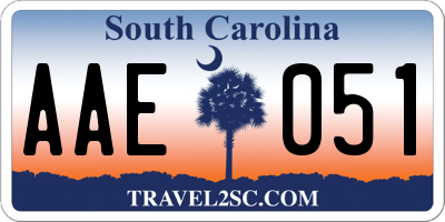 SC license plate AAE051