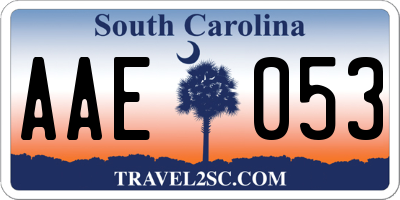 SC license plate AAE053