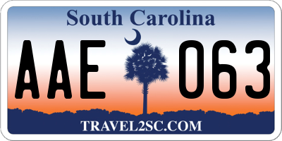 SC license plate AAE063
