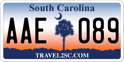 SC license plate AAE089
