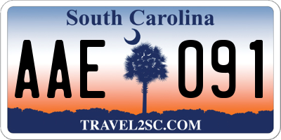 SC license plate AAE091