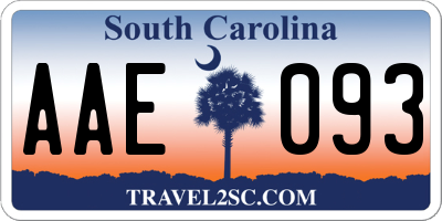 SC license plate AAE093