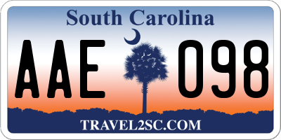 SC license plate AAE098