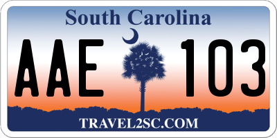 SC license plate AAE103