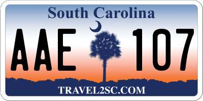 SC license plate AAE107