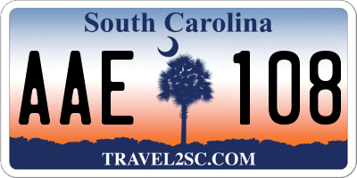 SC license plate AAE108