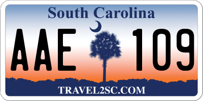 SC license plate AAE109