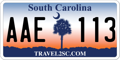 SC license plate AAE113
