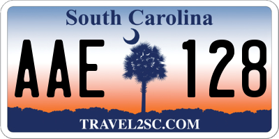 SC license plate AAE128